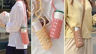 한볼로 만드는 물통 가방 텀블러 커버 만들기 코바늘 crochet tumblr cover making tutorial [upl. by Eselehs]