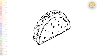 Taco food drawings  Snacks drawing videos  How to draw A Taco step by step  artjanag [upl. by Skoorb187]