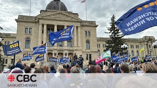 quotSafe staffing gets my votequot was the rallying cry from nurses gathered at the Sask Legislature [upl. by Leach]