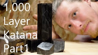 Hand forging a 1000 Layer Damascus Katana Pt1 [upl. by Haymo]