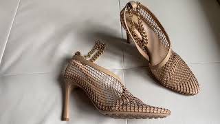 Bottega Veneta Ankletembellished mesh pumps Unboxing [upl. by Digirb]