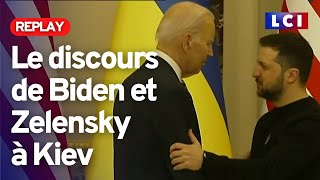 quotLa démocratie est toujours deboutquot souligne Joe Biden depuis Kiev [upl. by Codee330]