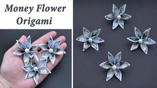 Easy Money DOUBLE FLOWER Lei  Idea for graduation  Origami Dollar Tutorial DIY by NProkuda [upl. by Fancie860]