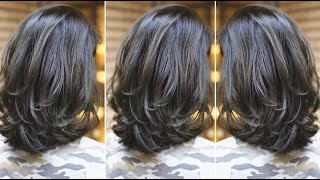 Beauty Medium Length Layers Haircut With Bangs Full Tutorial Steps  Layered Cutting Techniques [upl. by Neelia]