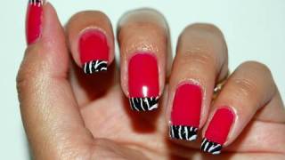 ♥Nail Tutorial Zebrinha Fashion usando plaquinha da Konad♥ [upl. by Dannye]