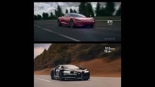 Tesla Roadster VS Bugatti Chiron 0400 KMH comparison video [upl. by Addiel227]