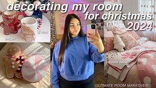 DECORATING MY ROOM FOR CHRISTMAS ⛸️⛄️ decor shopping room makeover haul  decorate wme [upl. by Zertnom]