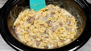 Ground Beef Stroganoff Crockpot Recipe [upl. by Regnij266]