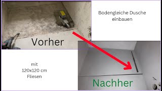 Bodengleiche Dusche einbauen mit 120x120 cm Fliesen how to install a flat floor shower [upl. by Tremain228]