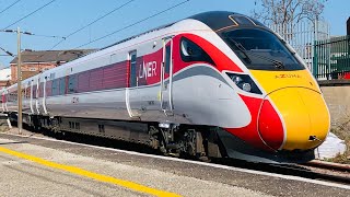 LNER Azuma 800203 At Doncaster From Leeds To Doncaster Carr Iep Depot [upl. by Kcirednek]