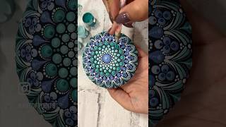 Mandala Stone 💙💚🎨painting mandala dotart satisfying art diy artist dotpainting acrylic [upl. by Halden]