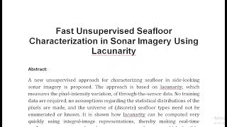 Fast Unsupervised Seafloor Characterization in Sonar Imagery Using Lacunarity [upl. by Joceline21]