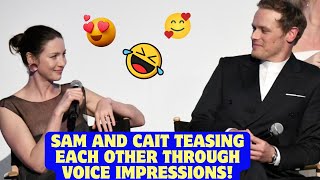 Behind the Scenes of Outlander Sam and Cait Tease Each Other Through Impressions [upl. by Fugate]