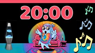 20 Minute Visual Timer with Music for Classroom 👻✌️ Countdown with Hippy Ghost amp Lava Lamp [upl. by Innep345]