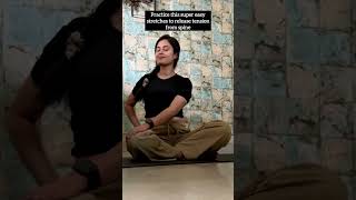 Practice This Super Easy Stretches To Release Tension From Spine  Yoga For Back Pain backpain [upl. by Dong961]