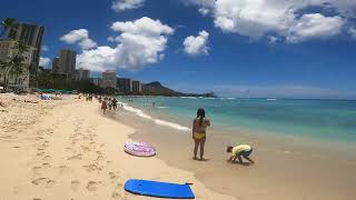 Waikiki Beach in Honolulu Hawaii  Walking Tour [upl. by Harak112]