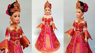 Beautiful Barbie Doll Lehenga Making  Doll Dress  Creative Craft By Punekar Sneha [upl. by Nairim570]