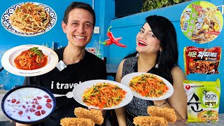 Living on Noodles for 24 Hours Challenge Ft MarkWiens  Food Challenge [upl. by Lingwood]