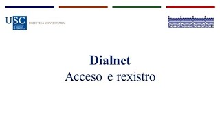 Dialnet 1  Que e Dialnet  Acceso e rexistro [upl. by Enneiluj]