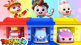 Five Little Cars Patrol Team  Street Vehicles 🚒🚔🚑  Nursery Rhymes amp Kids Songs  Yes Neo [upl. by Novla]