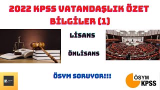 2022 Kpss Vatandaşlık Özet Bilgiler 1 [upl. by Iborian697]