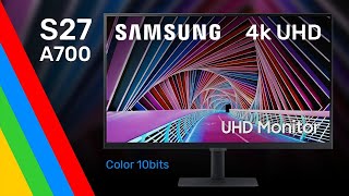 Monitor SAMSUNG S27 A700 4k UHD HDR10 107 Billones de Colores PBP PIP [upl. by Pitarys862]