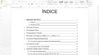 Como hacer un índice automático para tesis monográficas y proyectos en word [upl. by Notsnarc]