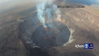 Lava lake inside Halemaʻumaʻu crater continues to grow in size and in spectators [upl. by Nonnaer]