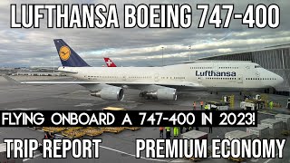 TRIP REPORT Lufthansa Boeing 747400 PREMIUM ECONOMY New York JFK  Frankfurt FRA [upl. by Ojibbob261]