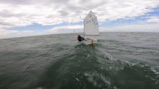 Optimist Sailing and Bailing 25 knots [upl. by Retsek]