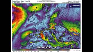 Wichura w regionie Animacja prognoz siły wiatru [upl. by Rusty]