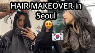 🇰🇷 MY NEW HAIRCUT in KOREA 💇🏻‍♀️  Seoul Vlog amp Makeup 💄 [upl. by Schwab]