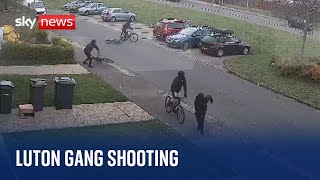 Luton CCTV films gang shooting in broad daylight [upl. by Broadbent]