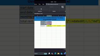 Count total rent between two dates by using datedif functionexcelfunction shortvideo shorts [upl. by Dahs161]