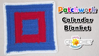 Crochet Double Frame Square 12quot Block  Patchwork Calendar Blanket  November [upl. by Erlinna]