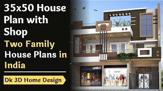 35x50 House Plan with Shop  Two Family House Plans in India  Dk 3d Home Design [upl. by Emmett]