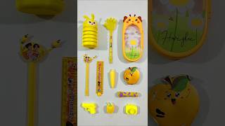 Elegant Yellow Stationery Items Pencil Case Pen Sharpener Eraser stationery backtoschool pen [upl. by Nakah]