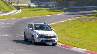 2025 KIA Sportage Facelift prototype caught testing at the Nürburgring [upl. by Noelopan]