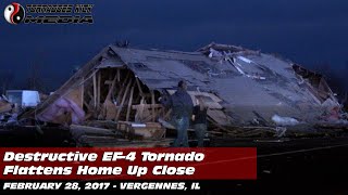 Destructive Tornado Flattens Home Up Close  2282017 Vergennes IL [upl. by Eek208]