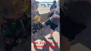 MMA vs Soccer KickforKick podcast fyp mma soccer lol challenge funny funnyvideo beach [upl. by Nwahsak755]