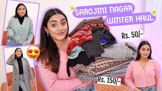 SAROJINI NAGAR WINTER HAUL Starting Rs 50 LIVE TRY ON 😍 Sweaters Cardigans Overcoats amp More [upl. by Rorke]