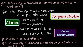 CONGRUENCE MODULO  Applied Mathematics  Class 12  Boards  CUET [upl. by Ayrolg]