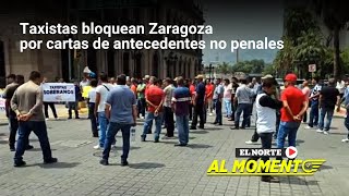 Taxistas bloquean Zaragoza por cartas de antecedentes no penales [upl. by Nnylakcaj]