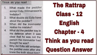 NCERT  The Rattrap  Class 12  English  Chapter 4  Think as you read  Question Answer  Part 3 [upl. by Arvad985]