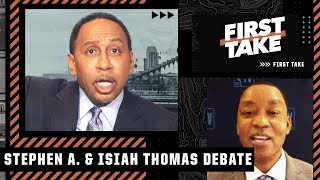 Isiah Thomas tells Stephen A Anoint LeBron as the GOAT if he passes Kareem in scoring  First Take [upl. by Ydnelg]