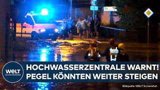 BADENWÜRTTEMBERG Heftige Überschwemmungen Feuerwehr rettet Menschen mit Booten aus ihren Häusern [upl. by Annaiek820]