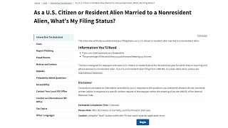 As a US Citizen or Resident Alien Married to a Nonresident Alien Whats My Filing Status [upl. by Rennane]