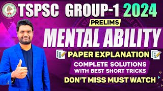 TSPSC Group 1 Prelims 2024 Mental Ability Paper Explanation With Best Short Tricks By Chandan Sir [upl. by Alyahsal908]