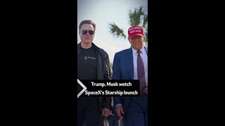 Trump Musk watch SpaceX’s Starship launch [upl. by Arakihc]