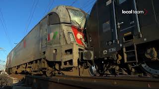 Incidente tra treni merci a Orbassano le immagini ravvicinate [upl. by Vookles243]